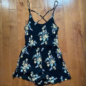 H&M Black & Yellow Floral Romper - size Medium